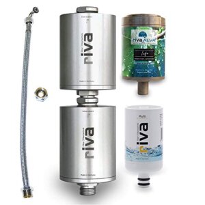 rivaALVA Life SafePro Wasserfilter Set - Kombination aus einem Blockaktivkohlefilter und einem Bakterien- und Legionellenfilter mit Anschlussset